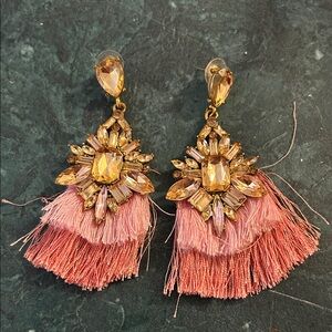 (2/$5) Elegant Pink and Gold Tassel Earrings